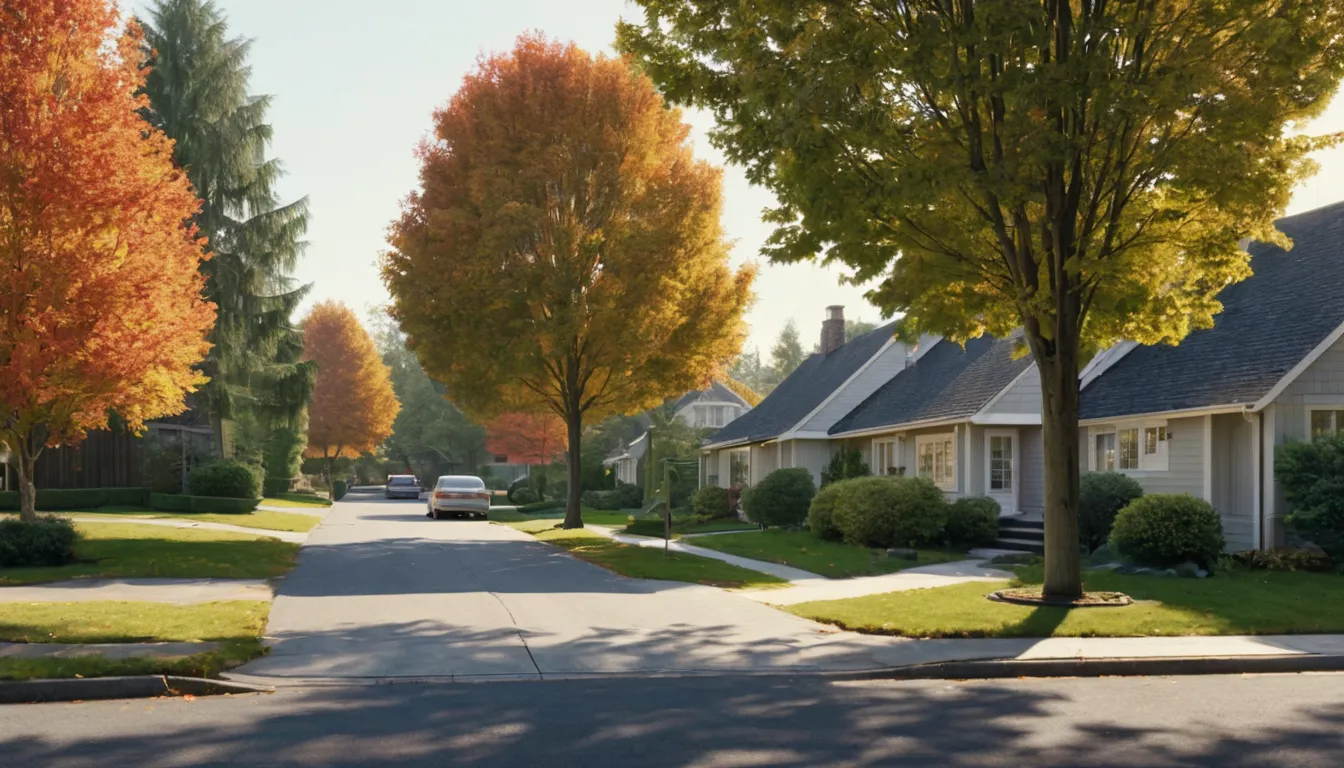 A neighborhood street in the Fairfax area lined with mature trees